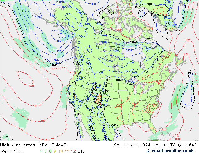 High wind areas ECMWF сб 01.06.2024 18 UTC