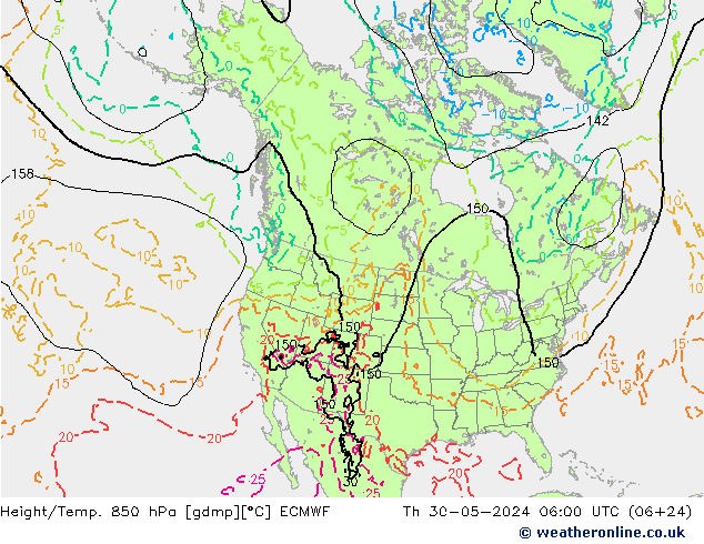 Z500/Yağmur (+YB)/Z850 ECMWF Per 30.05.2024 06 UTC