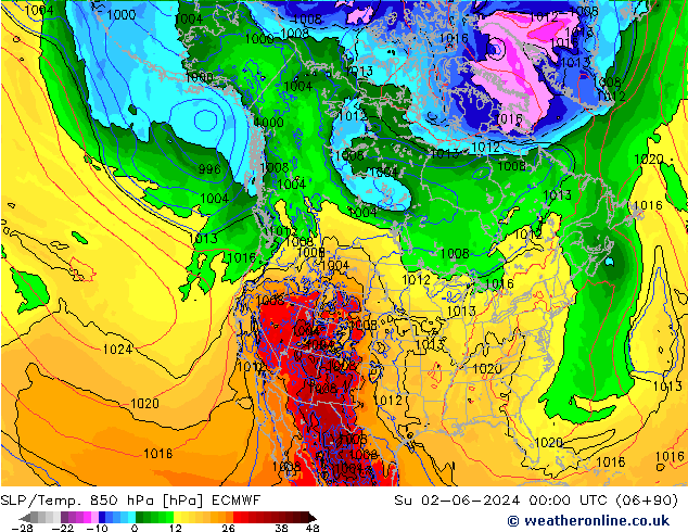 SLP/Temp. 850 hPa ECMWF So 02.06.2024 00 UTC