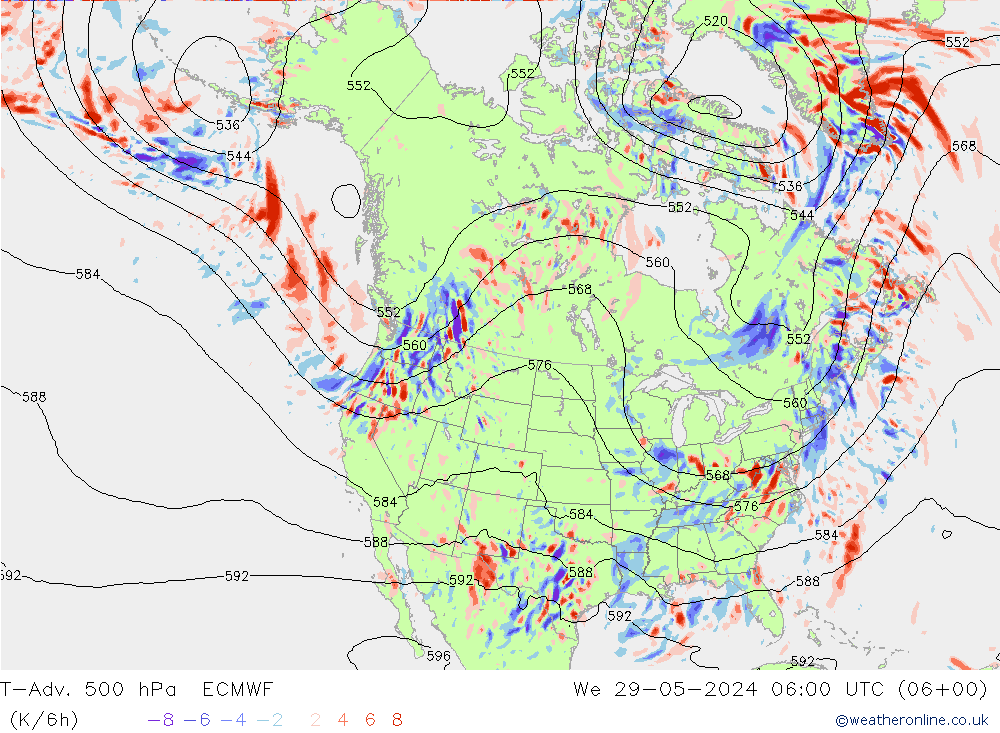 T-Adv. 500 гПа ECMWF ср 29.05.2024 06 UTC