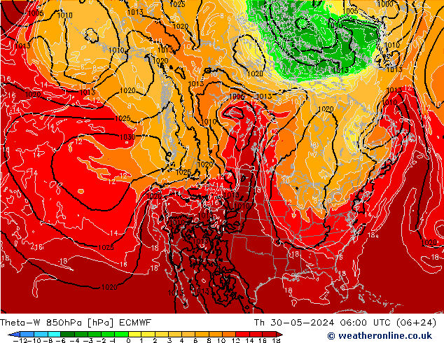 Theta-W 850hPa ECMWF Th 30.05.2024 06 UTC