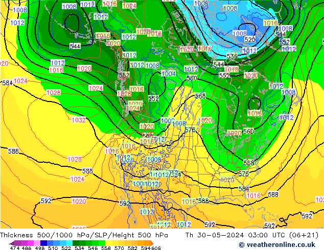 Thck 500-1000hPa ECMWF  30.05.2024 03 UTC