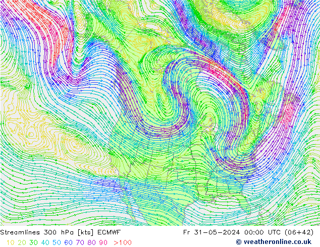 Stromlinien 300 hPa ECMWF Fr 31.05.2024 00 UTC