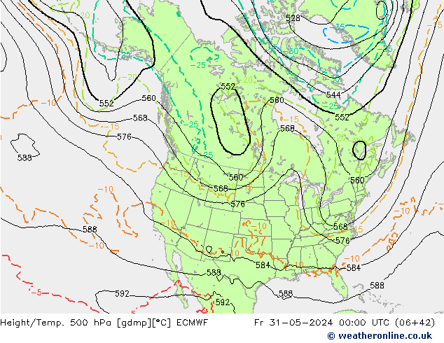 Z500/Rain (+SLP)/Z850 ECMWF Fr 31.05.2024 00 UTC