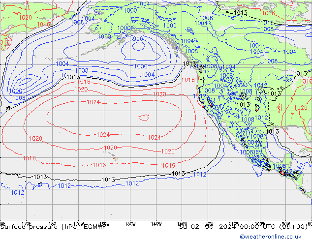 Luchtdruk (Grond) ECMWF zo 02.06.2024 00 UTC