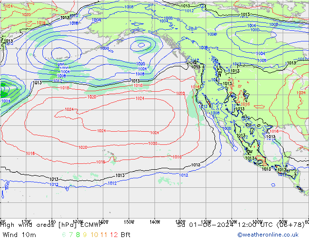 High wind areas ECMWF So 01.06.2024 12 UTC