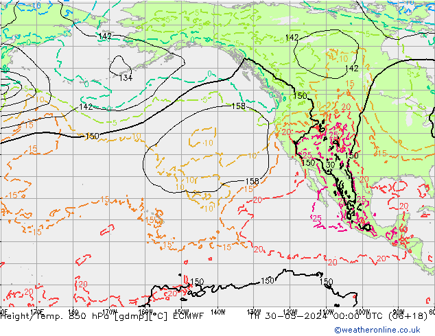 Z500/Yağmur (+YB)/Z850 ECMWF Per 30.05.2024 00 UTC