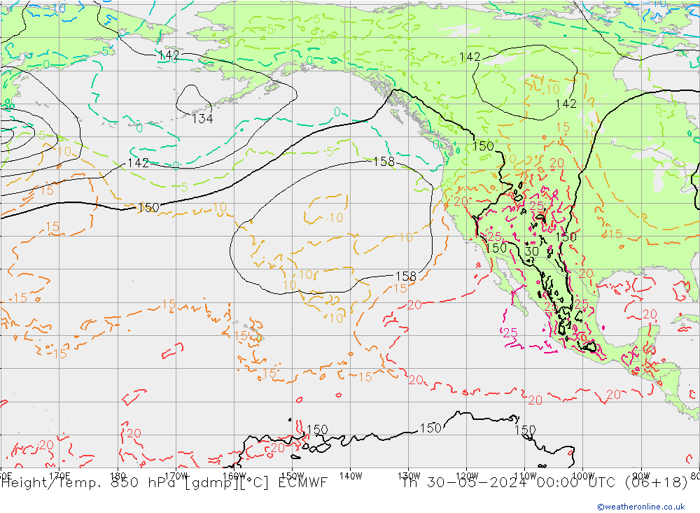 Z500/Yağmur (+YB)/Z850 ECMWF Per 30.05.2024 00 UTC