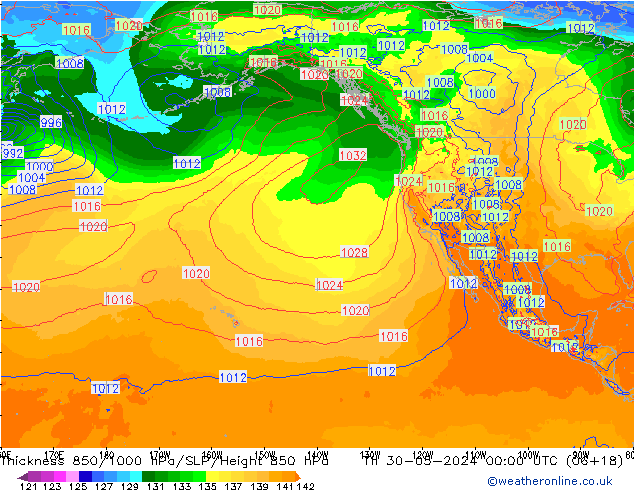 Thck 850-1000 hPa ECMWF  30.05.2024 00 UTC