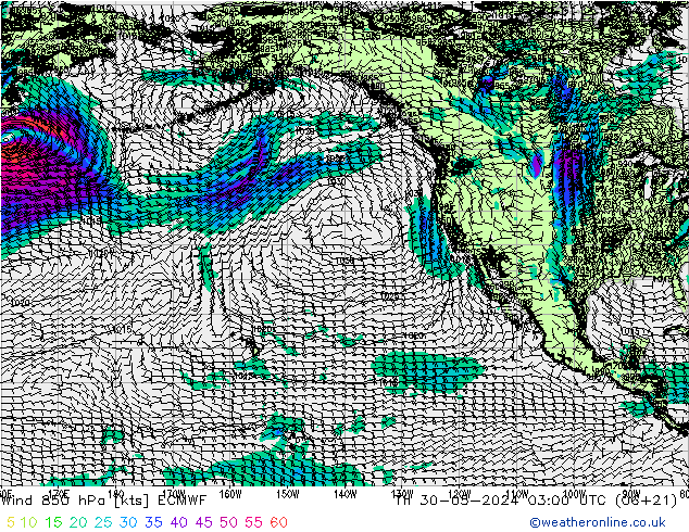 Wind 850 hPa ECMWF Čt 30.05.2024 03 UTC