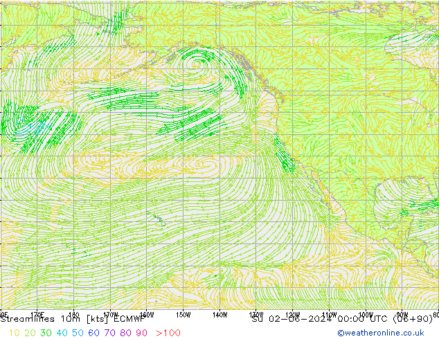 Streamlines 10m ECMWF Su 02.06.2024 00 UTC