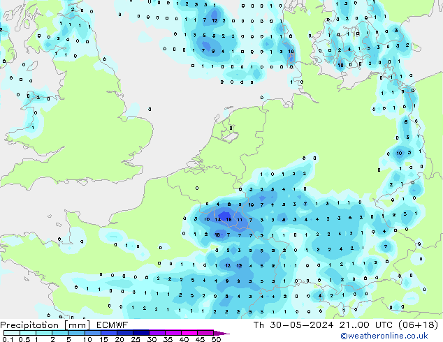 Precipitation ECMWF Th 30.05.2024 00 UTC