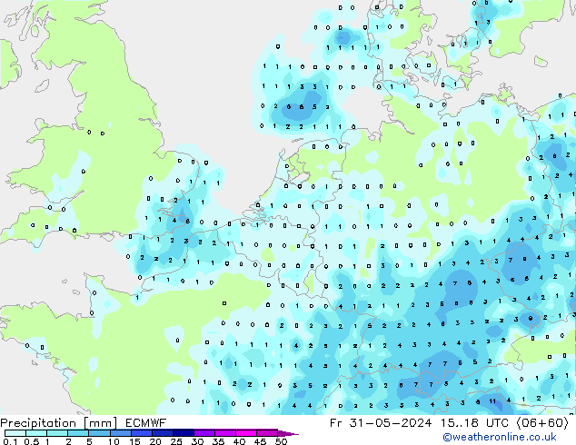 Précipitation ECMWF ven 31.05.2024 18 UTC