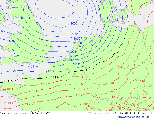 ciśnienie ECMWF śro. 29.05.2024 06 UTC