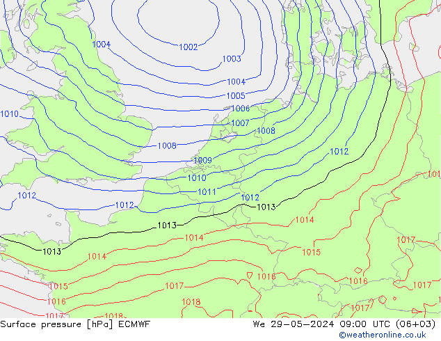 Yer basıncı ECMWF Çar 29.05.2024 09 UTC