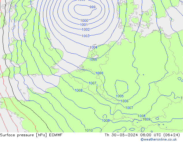 地面气压 ECMWF 星期四 30.05.2024 06 UTC