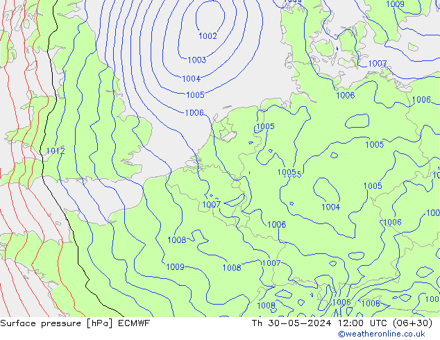 Surface pressure ECMWF Th 30.05.2024 12 UTC