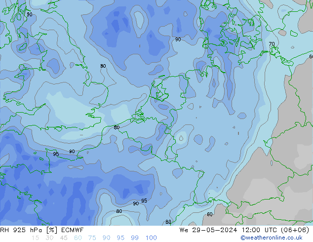 RH 925 hPa ECMWF 星期三 29.05.2024 12 UTC