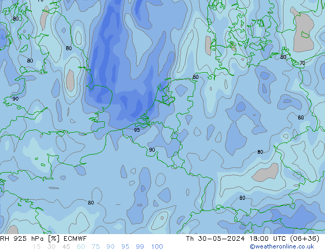 RH 925 hPa ECMWF Do 30.05.2024 18 UTC