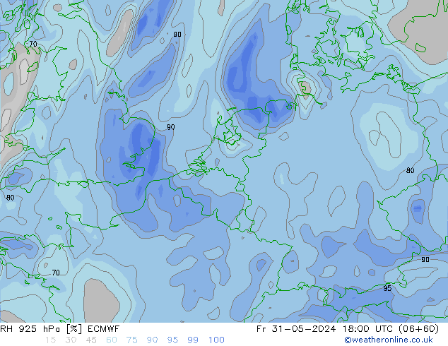 RH 925 hPa ECMWF pt. 31.05.2024 18 UTC