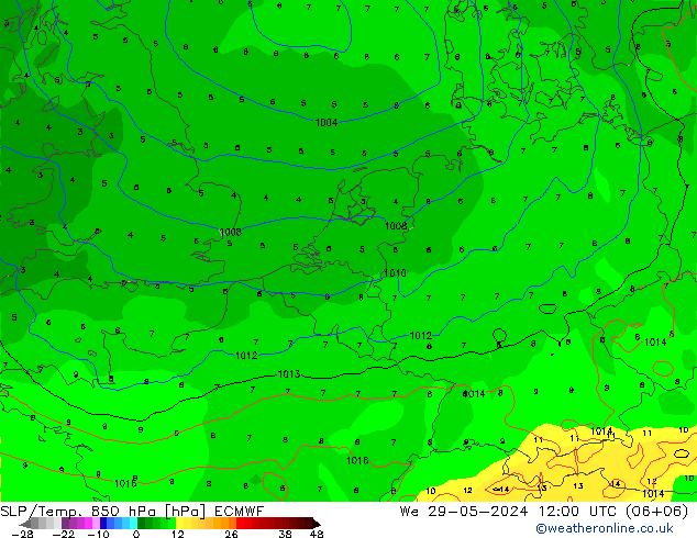 SLP/Temp. 850 hPa ECMWF We 29.05.2024 12 UTC