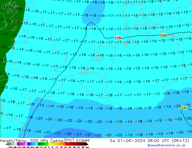 Z500/Rain (+SLP)/Z850 ECMWF Sa 01.06.2024 06 UTC