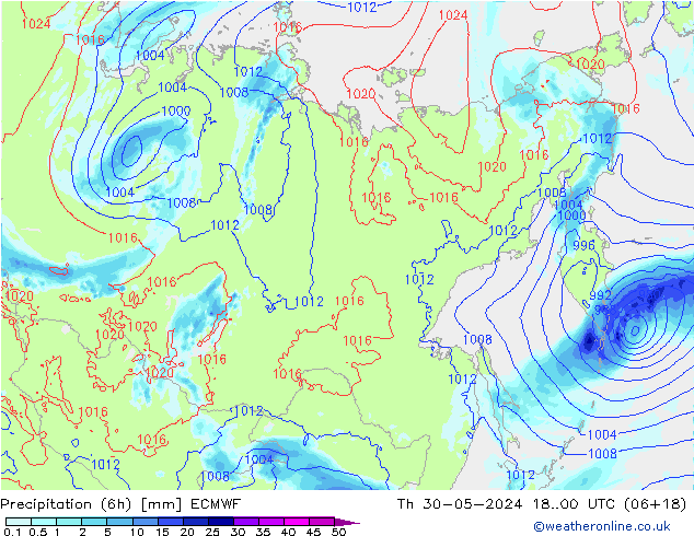 Z500/Rain (+SLP)/Z850 ECMWF Qui 30.05.2024 00 UTC