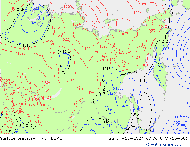 Atmosférický tlak ECMWF So 01.06.2024 00 UTC