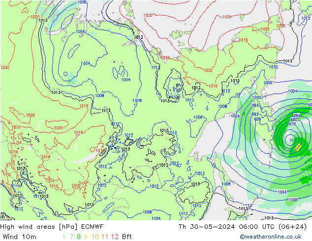 Windvelden ECMWF do 30.05.2024 06 UTC