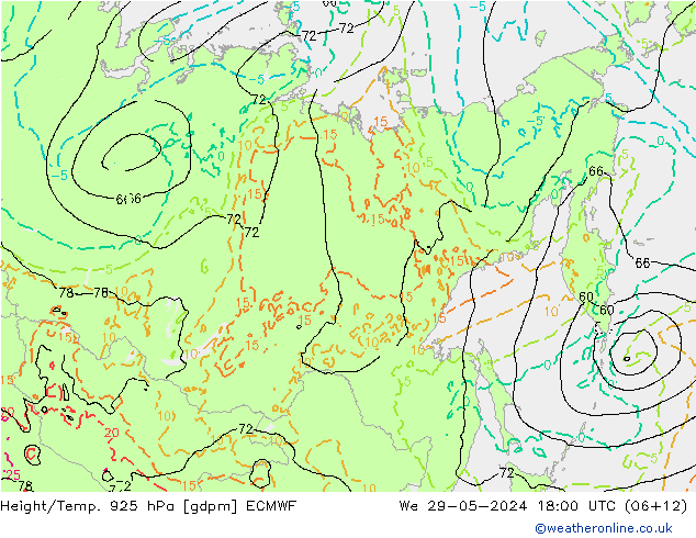 Yükseklik/Sıc. 925 hPa ECMWF Çar 29.05.2024 18 UTC