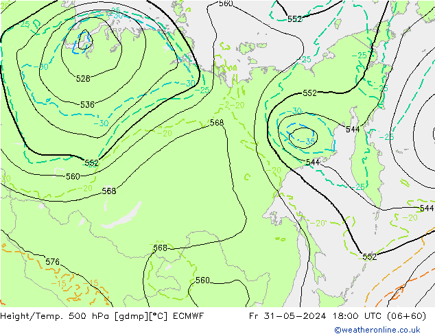 Z500/Rain (+SLP)/Z850 ECMWF Sex 31.05.2024 18 UTC