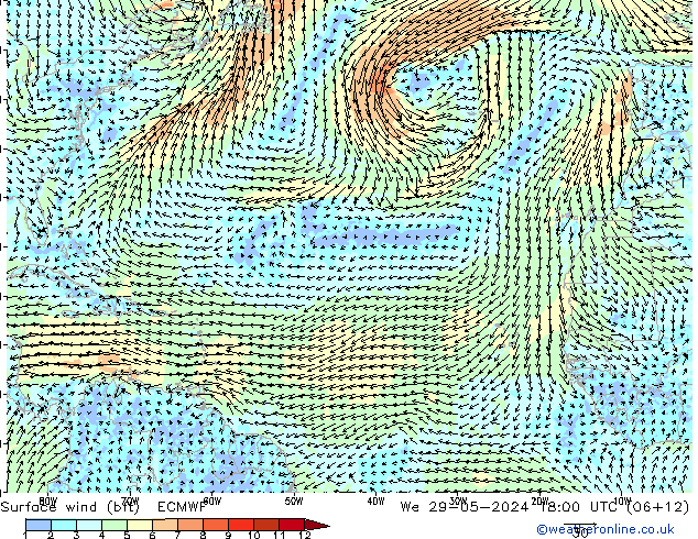 Rüzgar 10 m (bft) ECMWF Çar 29.05.2024 18 UTC