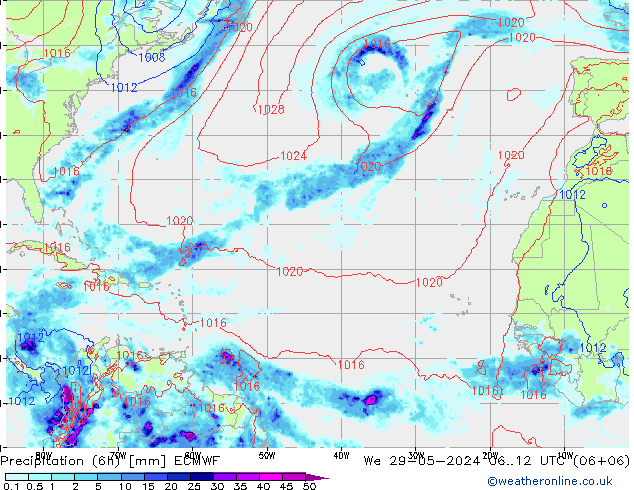 Z500/Regen(+SLP)/Z850 ECMWF wo 29.05.2024 12 UTC