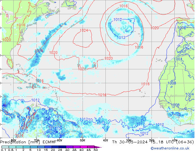 осадки ECMWF чт 30.05.2024 18 UTC