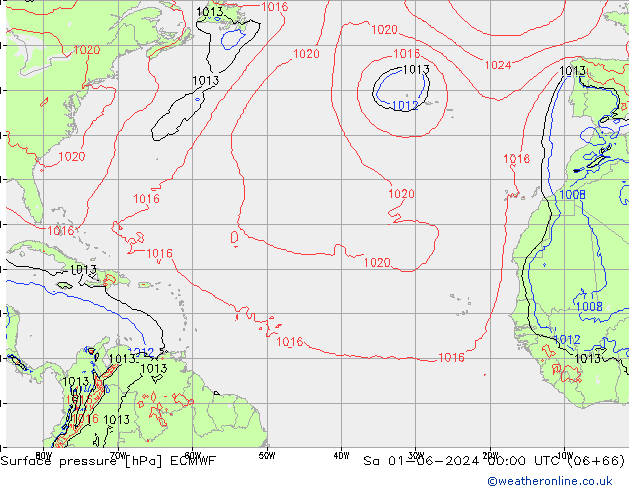 pressão do solo ECMWF Sáb 01.06.2024 00 UTC