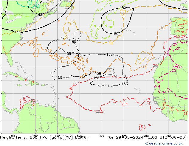 Z500/Regen(+SLP)/Z850 ECMWF wo 29.05.2024 12 UTC