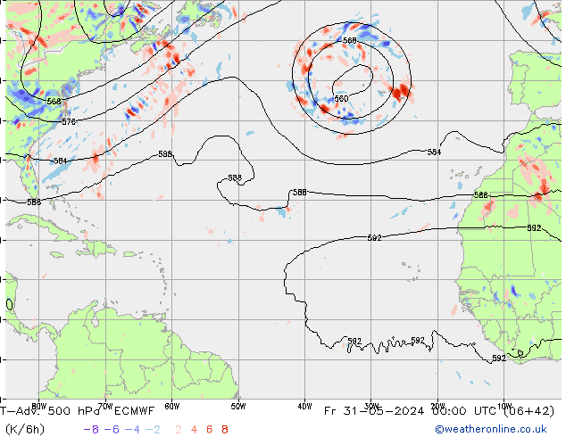 T-Adv. 500 hPa ECMWF  31.05.2024 00 UTC