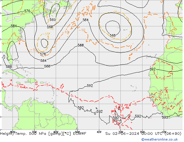 Géop./Temp. 500 hPa ECMWF dim 02.06.2024 00 UTC