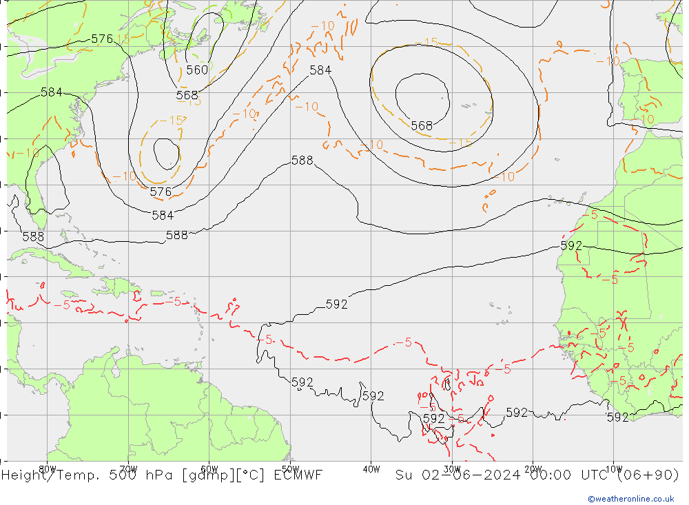 Géop./Temp. 500 hPa ECMWF dim 02.06.2024 00 UTC