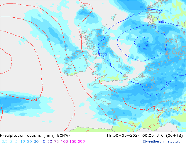 Precipitation accum. ECMWF  30.05.2024 00 UTC