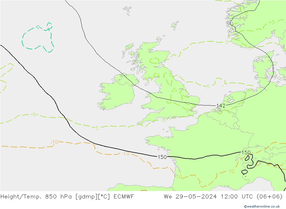 Z500/Regen(+SLP)/Z850 ECMWF wo 29.05.2024 12 UTC