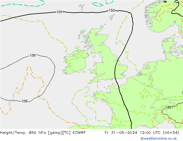 Z500/Rain (+SLP)/Z850 ECMWF пт 31.05.2024 12 UTC