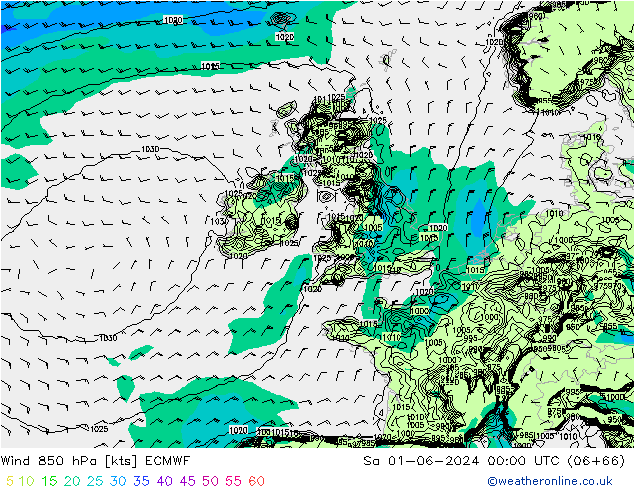 Vent 850 hPa ECMWF sam 01.06.2024 00 UTC