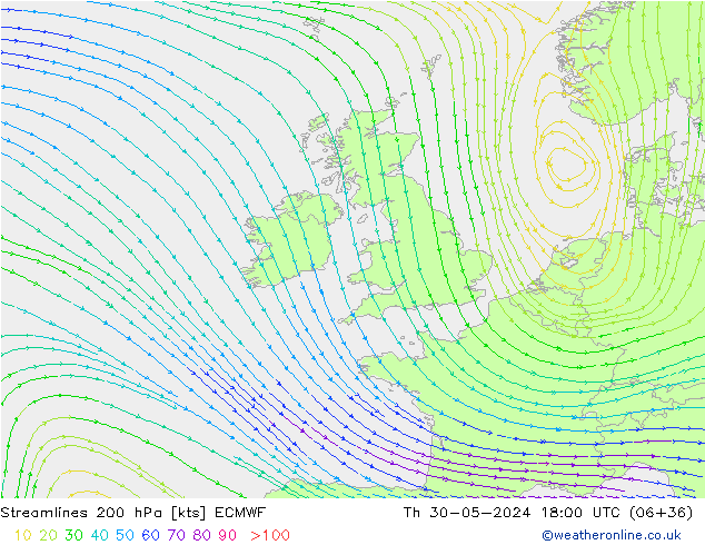 Rüzgar 200 hPa ECMWF Per 30.05.2024 18 UTC