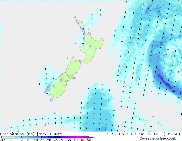 Z500/Rain (+SLP)/Z850 ECMWF gio 30.05.2024 12 UTC