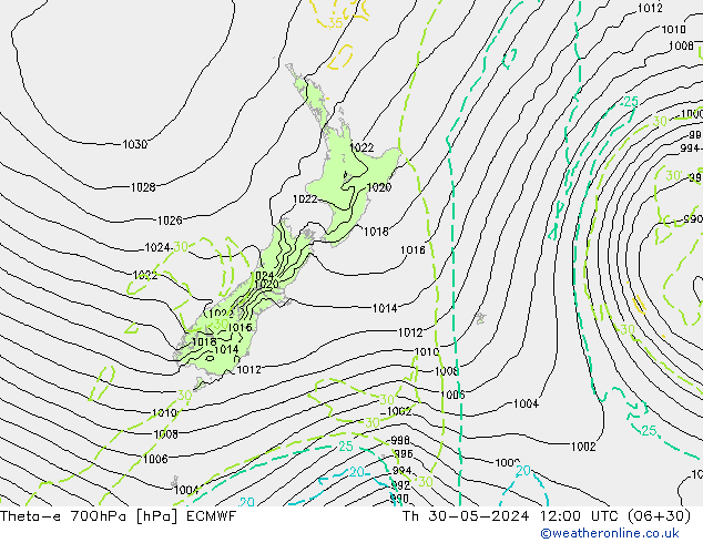 Theta-e 700гПа ECMWF чт 30.05.2024 12 UTC