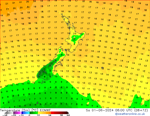 Temperatura (2m) ECMWF sáb 01.06.2024 06 UTC