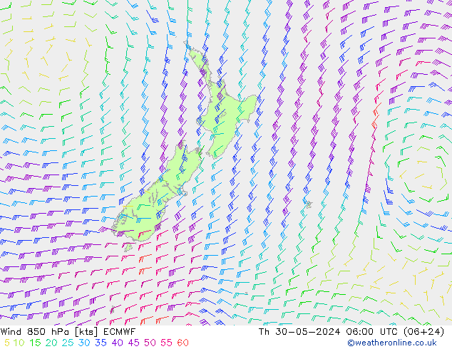 Vent 850 hPa ECMWF jeu 30.05.2024 06 UTC