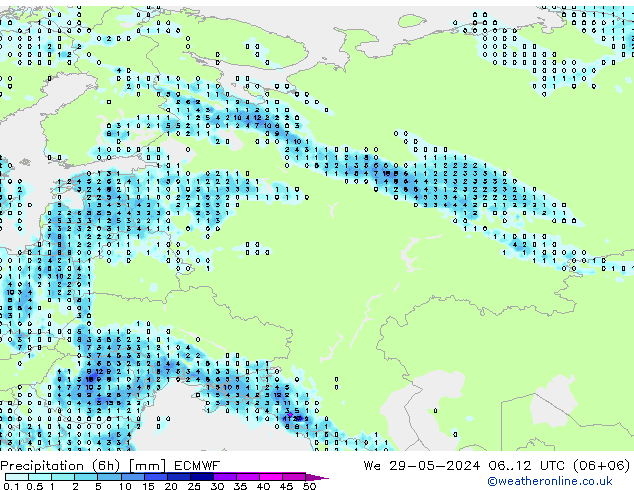 Z500/Rain (+SLP)/Z850 ECMWF mer 29.05.2024 12 UTC