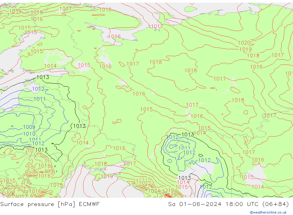 Pressione al suolo ECMWF sab 01.06.2024 18 UTC